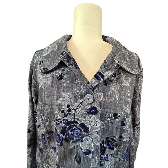 Analogy Woman Embossed Denim/Velvet Jacket Blazer Size‎ XL - Picture 3 of 8
